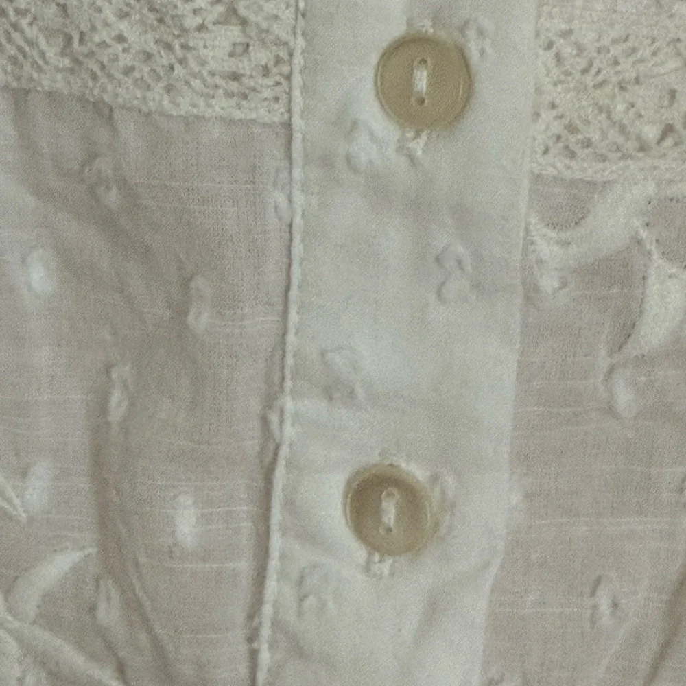 Anthropologie White Puff Sleeve Ruffled Blouse Sz‎ 10